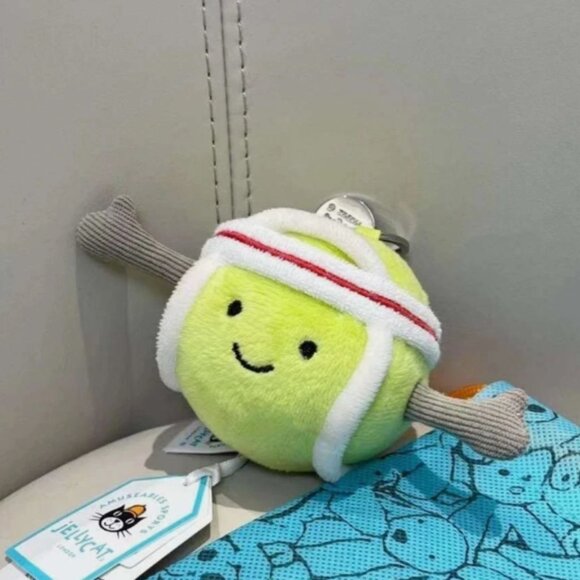 Jellycat Amusaeble Tennis Ball Bag Charm Keychain Plush NWT with Dust Bag - Picture 3 of 4